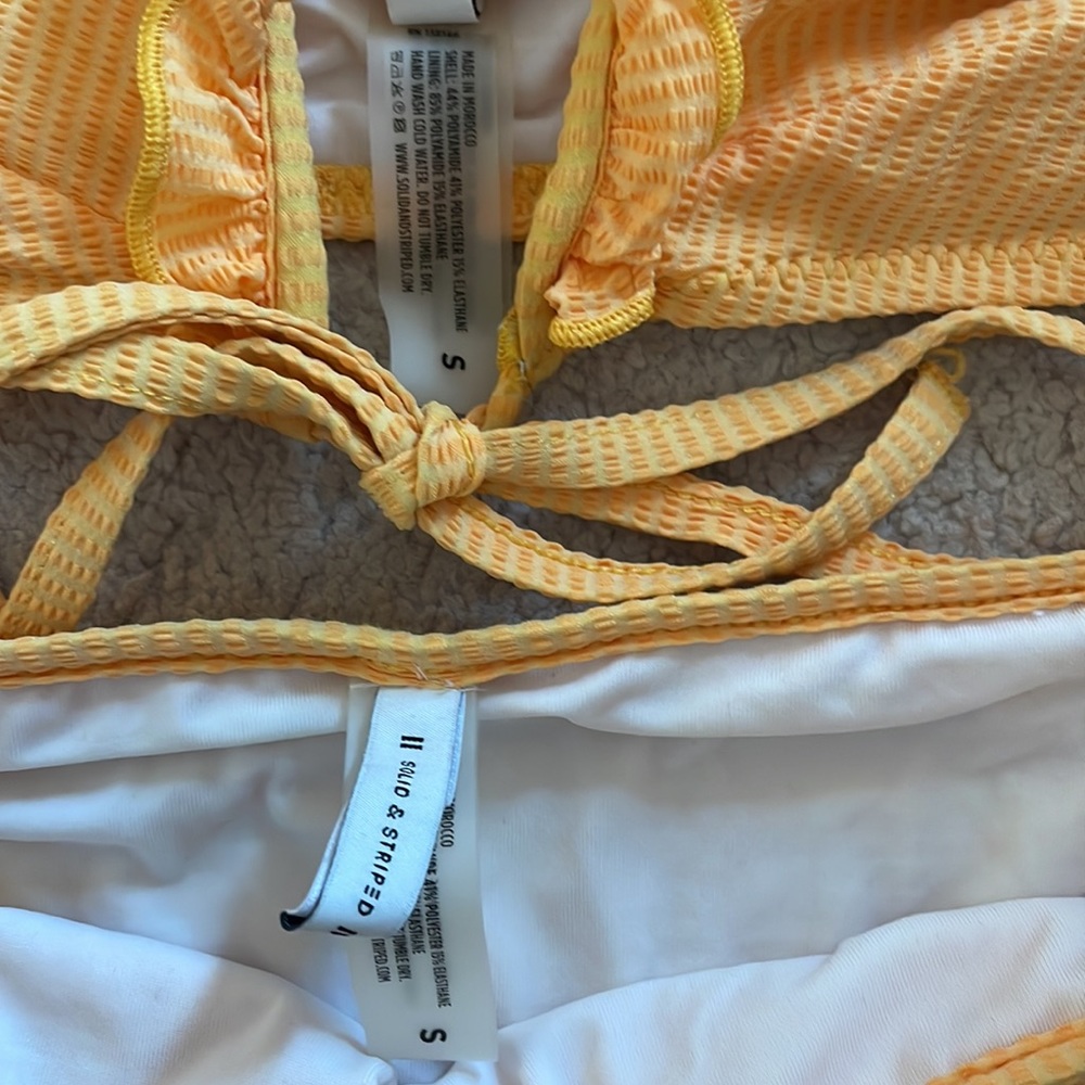 Solid & Striped Yellow-Orange Ruffle Bikini Swimsuit Set Size Small - Picture 9 of 9